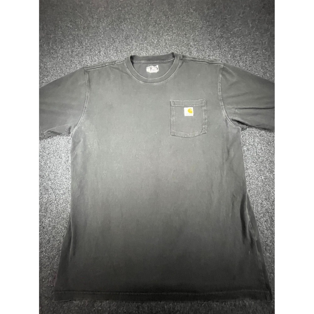 Carhartt Pocket T Shirt Mens Large Black Loose Fit Faded Workwear Crew Neck Tee